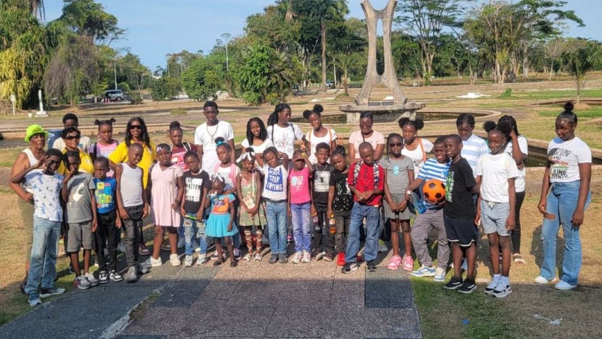 Photo of students representing Buxton Guyana for International Museum Day